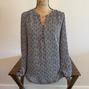 Laundry by Shelli Segal Black and White Long Sleeve Blouse Size Small